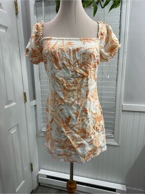 Abercrombie & Fitch White Dress with Orange Leaf Print